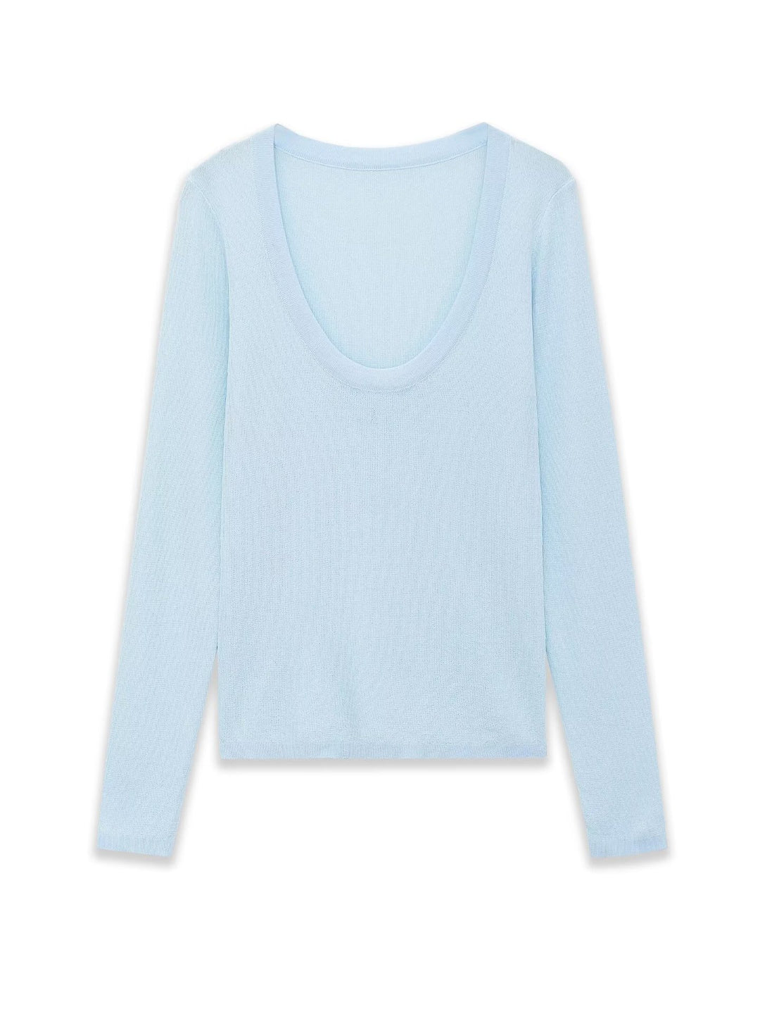 Women's fine knit pullover with deep U-neck and narrow silhouette Mune Fashion