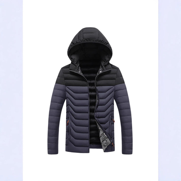 Men's ultra-light quilted hooded jacket with chevron quilting, windproof outer layer and thermal lining Mune Fashion