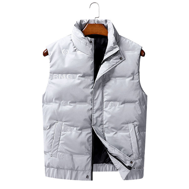 Men's padded quilted vest with high stand collar, windproof shell and concealed zipper Mune Fashion
