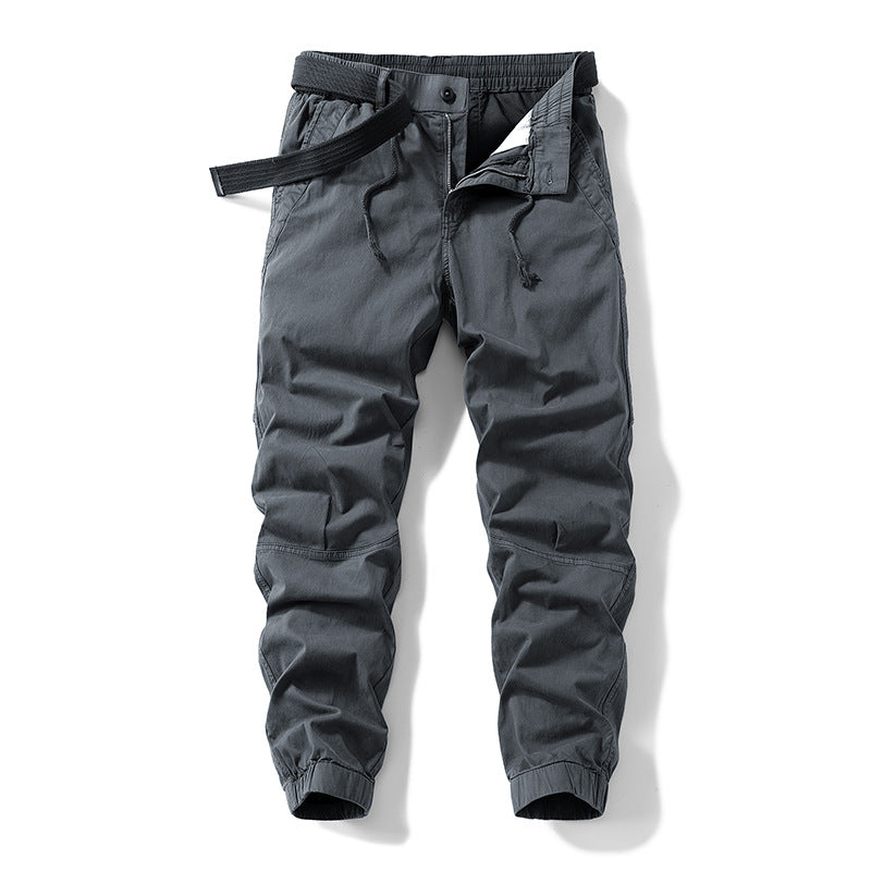 Herren Atmungsaktive Outdoor-Cargohose im Joggerstil mit integriertem Stoffgürtel und ergonomischen Kniefalten Mune Fashion