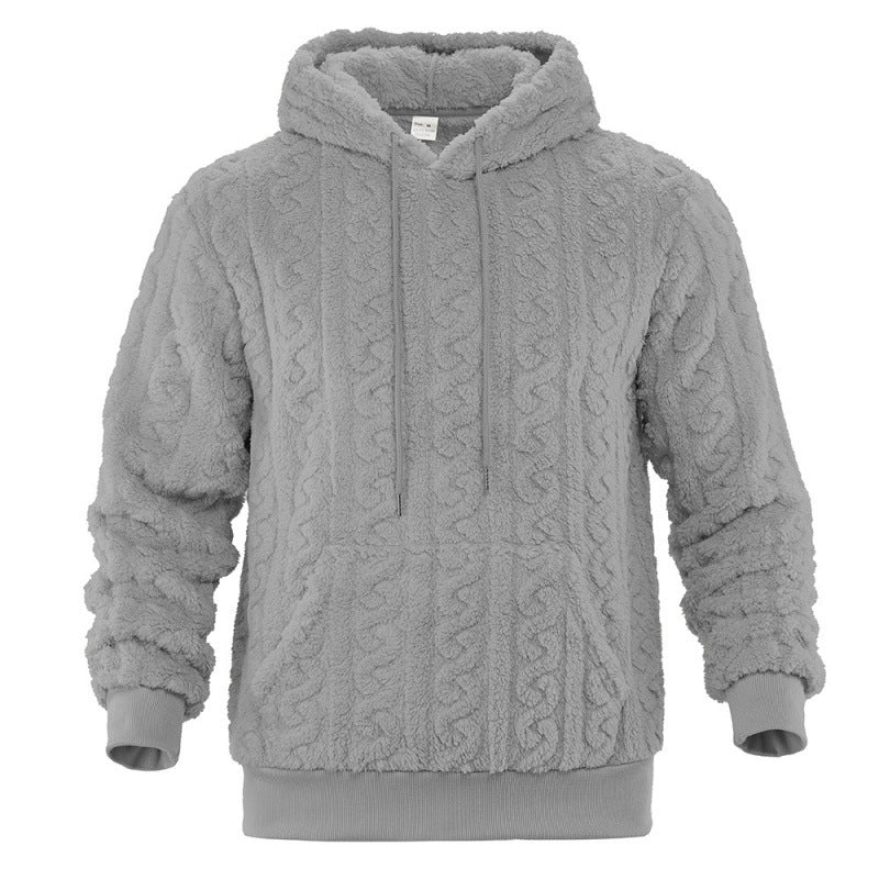 Unisex Cozy Teddy Hoodie with Cable Knit Look and Kangaroo Pocket Mune Fashion