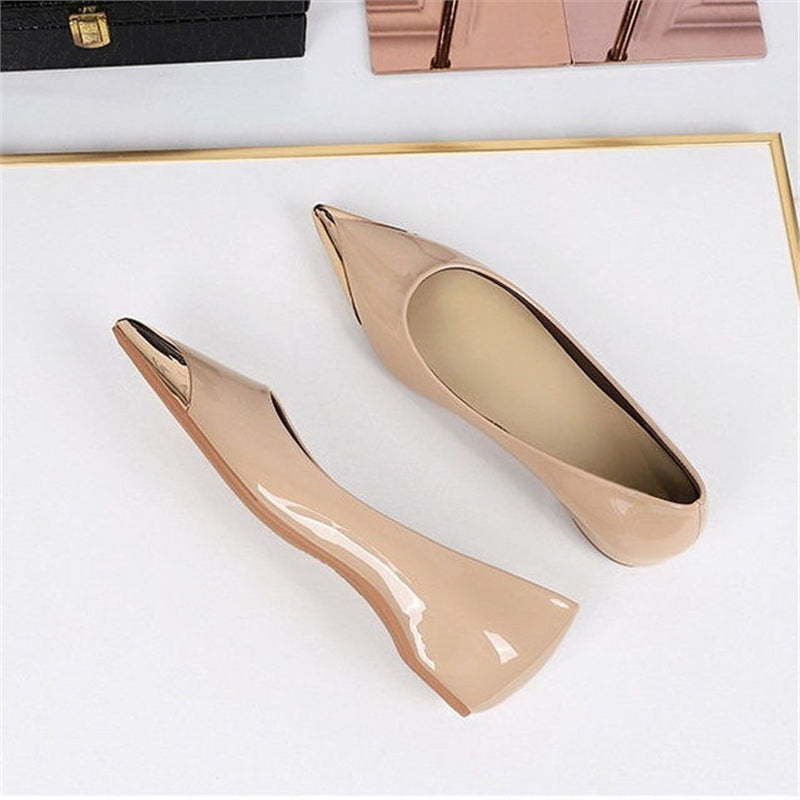 Women's pointed-toe ballerinas with leopard print and metallic toe cap Mune Fashion