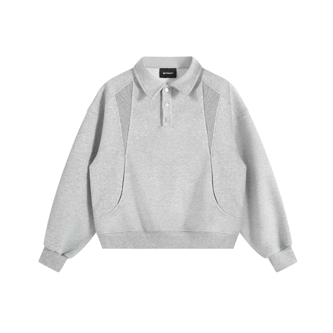 Unisex polo shirt sweatshirt with kent collar, snap button half placket and kangaroo pocket Mune Fashion