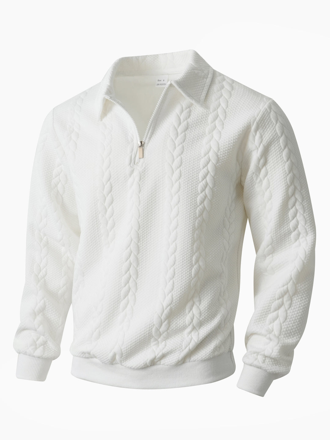 Men's half-zip pullover with kent collar, cable knit structure and ribbed hem Mune Fashion