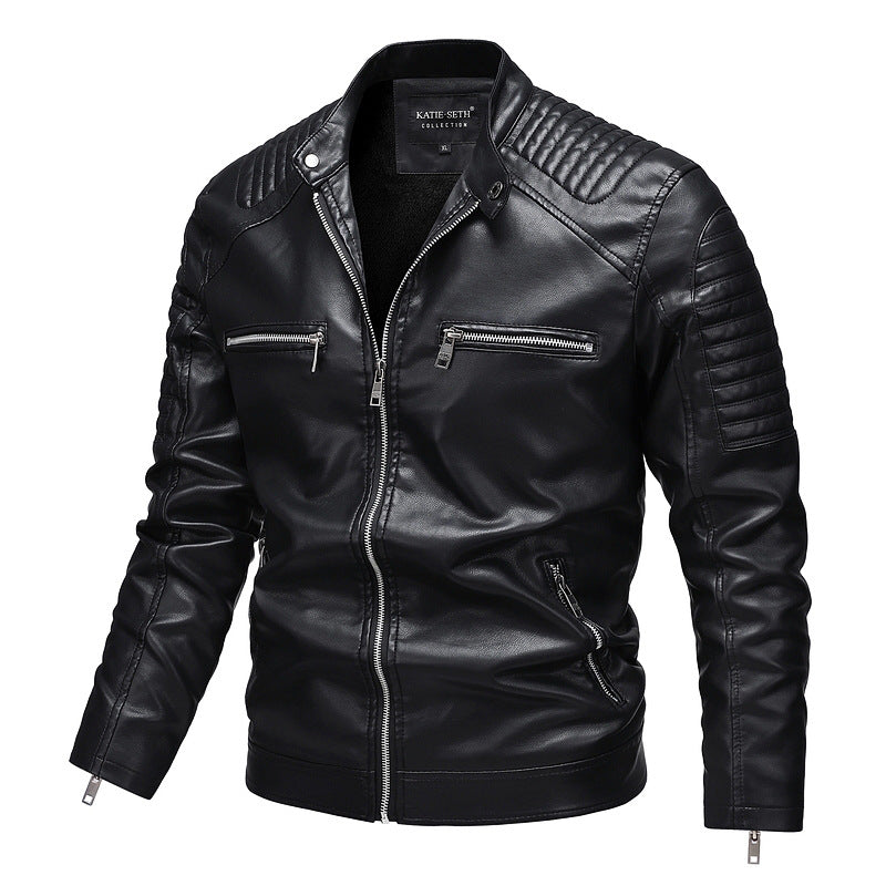 Men's Fashion Faux Leather Jacket with Zipper and Textured Accents Mune Fashion
