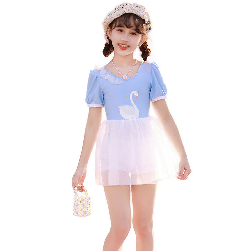 Girls tulle swimsuit with cute swan motif Mune Fashion