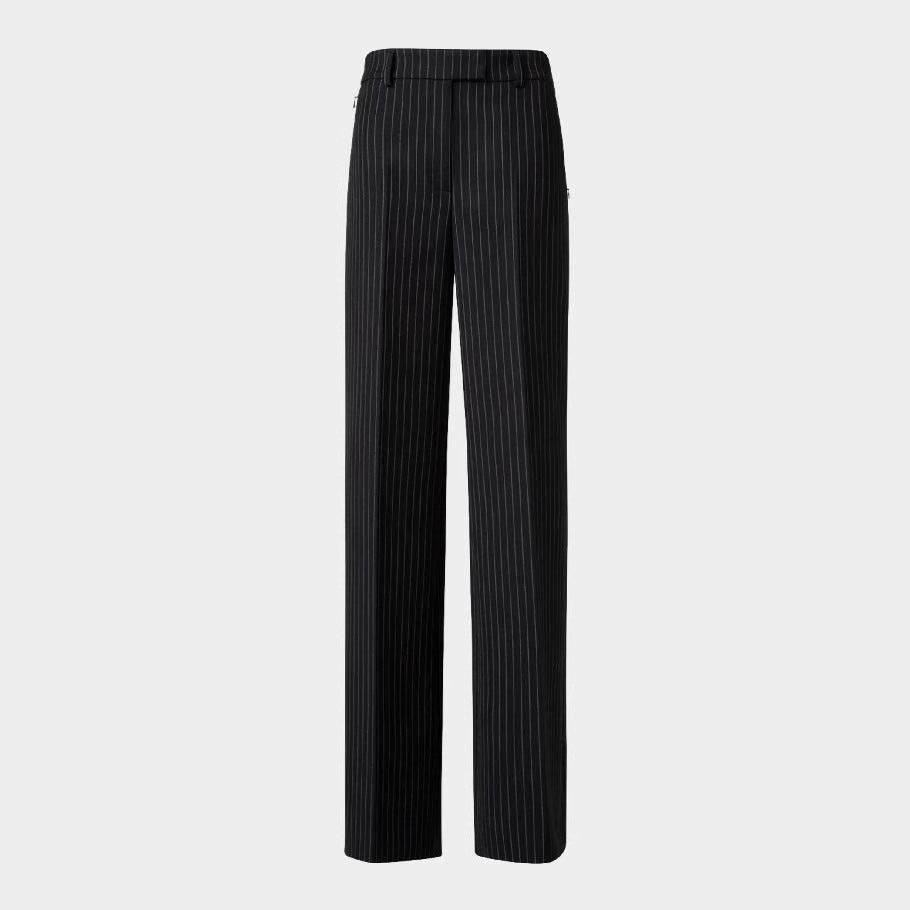 Women's Pinstripe Tailored Suit with Wide-Leg Pants Mune Fashion
