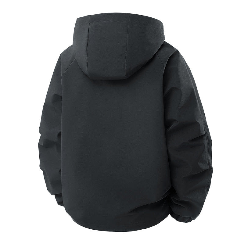 Men's Minimalist Tech Softshell Parka with Hood, Concealed Zipper and Cargo Chest Pockets Mune Fashion