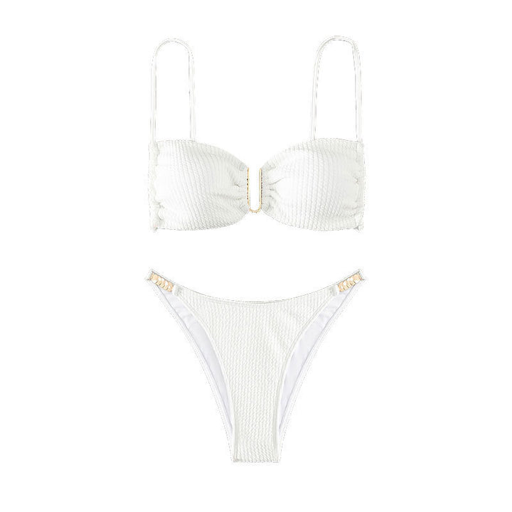 Women's bandeau bikini with textured top and adjustable straps Mune Fashion