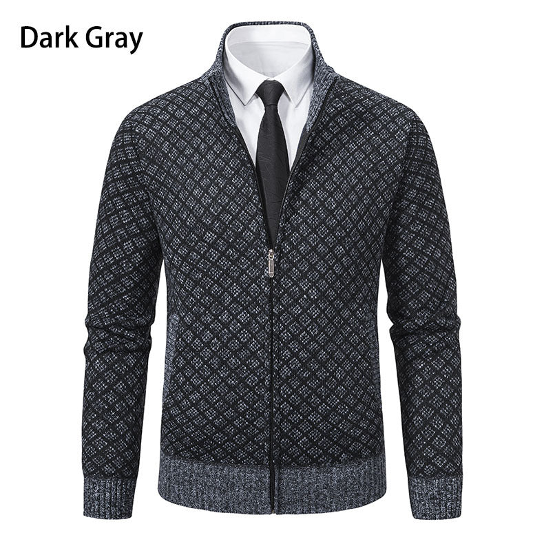 Men's patterned cardigan with stand collar and full zip Mune Fashion