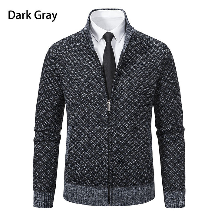 Men's patterned cardigan with stand collar and full zip Mune Fashion