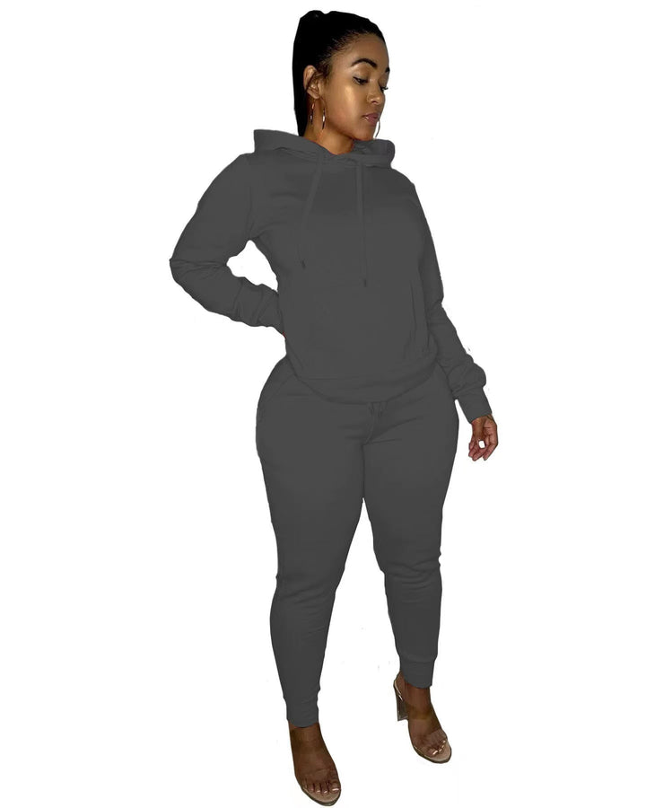 Women's tailored hoodie and jogger set with kangaroo pocket, high comfort waistband, and ribbed ankle cuffs Mune Fashion