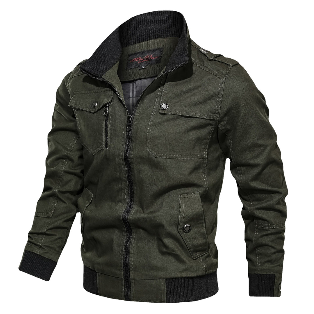 Men's Canvas Field Blouson in Aviator Style with Ribbed Hem and Flap Pockets Mune Fashion