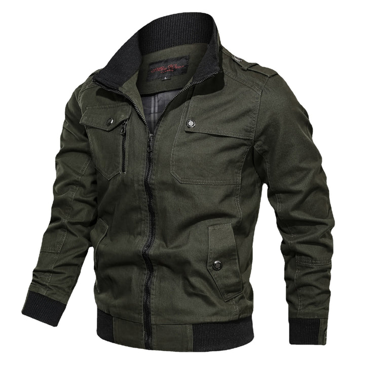 Men's Canvas Field Blouson in Aviator Style with Ribbed Hem and Flap Pockets Mune Fashion
