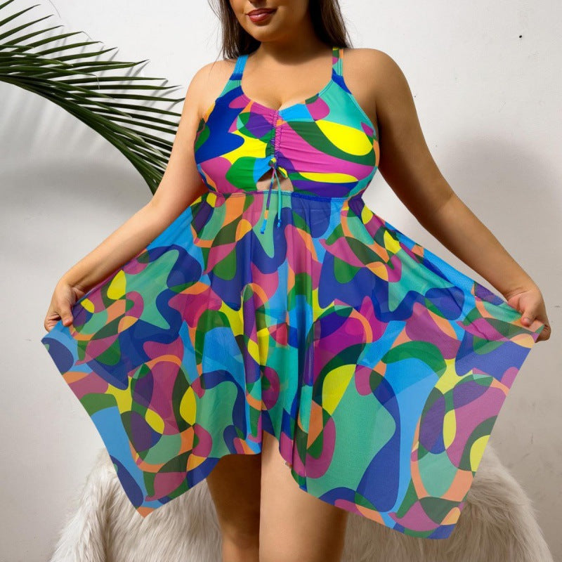 Women Flowing Beach Sarong with Colorful Pattern Mune Fashion