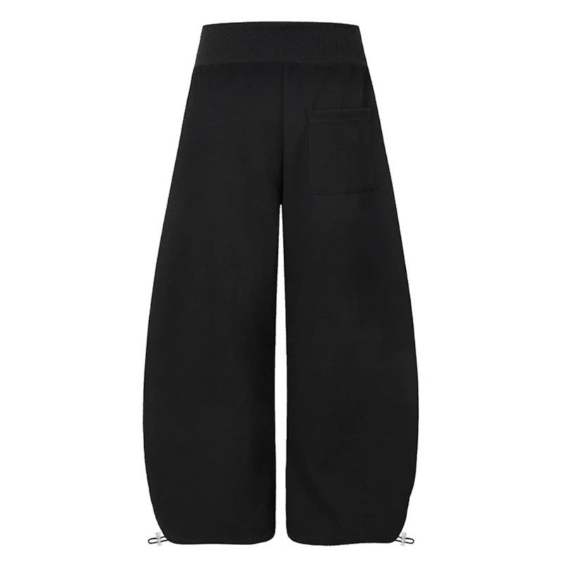 Women's culotte lounge pants with high ribbed waistband, front decorative button placket and adjustable hem Mune Fashion
