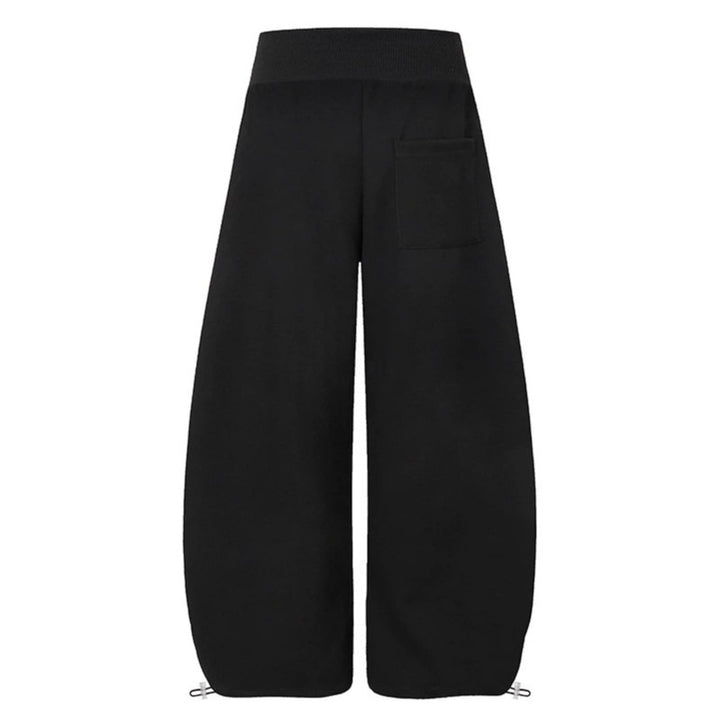 Women's culotte lounge pants with high ribbed waistband, front decorative button placket and adjustable hem Mune Fashion