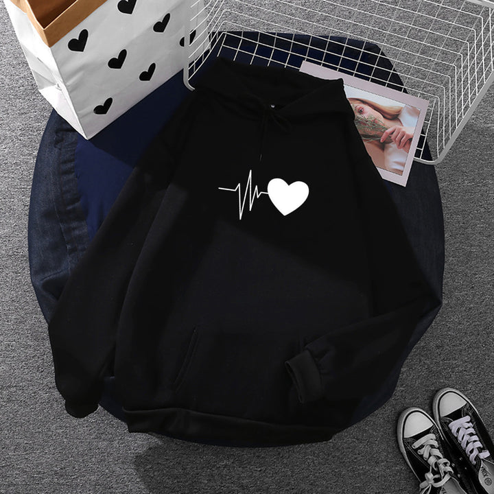 Women’s hoodie with finger heart print, oversized cut and kangaroo pocket Mune Fashion