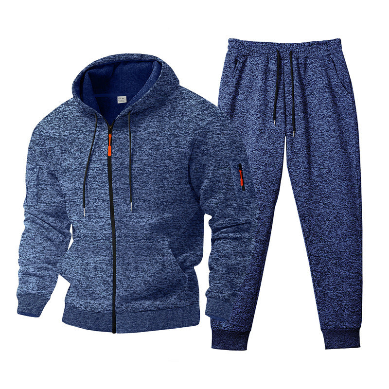 Men's marled hoodie sweat set with full zip, zip arm pocket, and drawstring joggers Mune Fashion