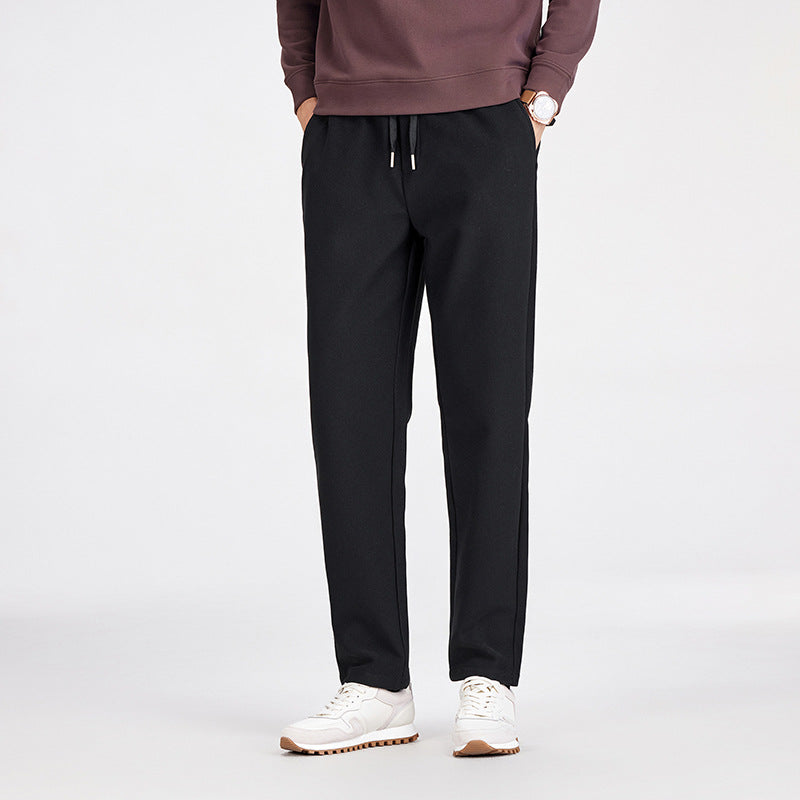 Men's Casual Jogging Pants with Straight Cut, Elastic Waistband, and Turned-Up Hem Mune Fashion