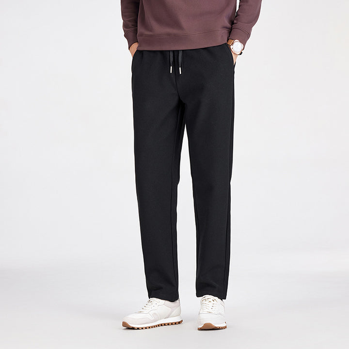 Men's Casual Jogging Pants with Straight Cut, Elastic Waistband, and Turned-Up Hem Mune Fashion