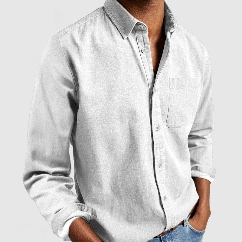 Men's light denim shirt with Kent collar, chest pocket, and regular fit Mune Fashion