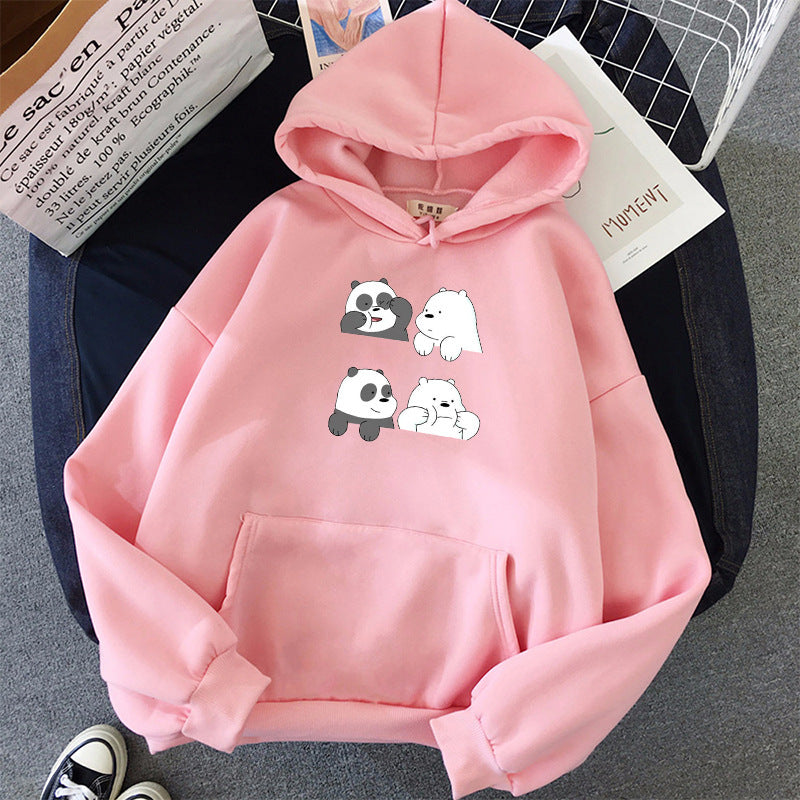 Unisex hooded sweatshirt with cute comic animal print, kangaroo pocket and soft fleece inner lining Mune Fashion
