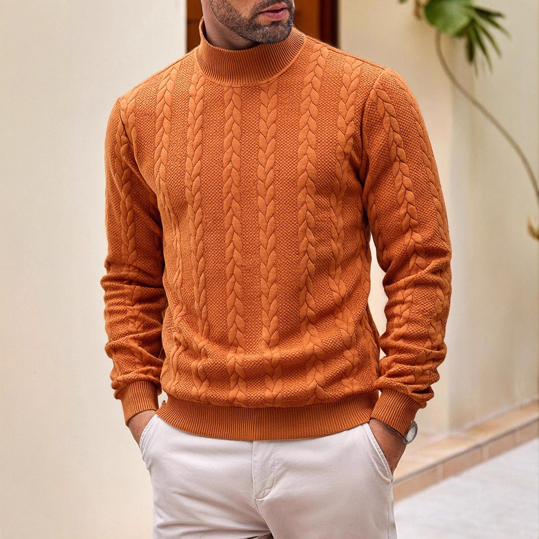 Men's High-Quality Knitted Sweater with Stand-Up Collar Mune Fashion