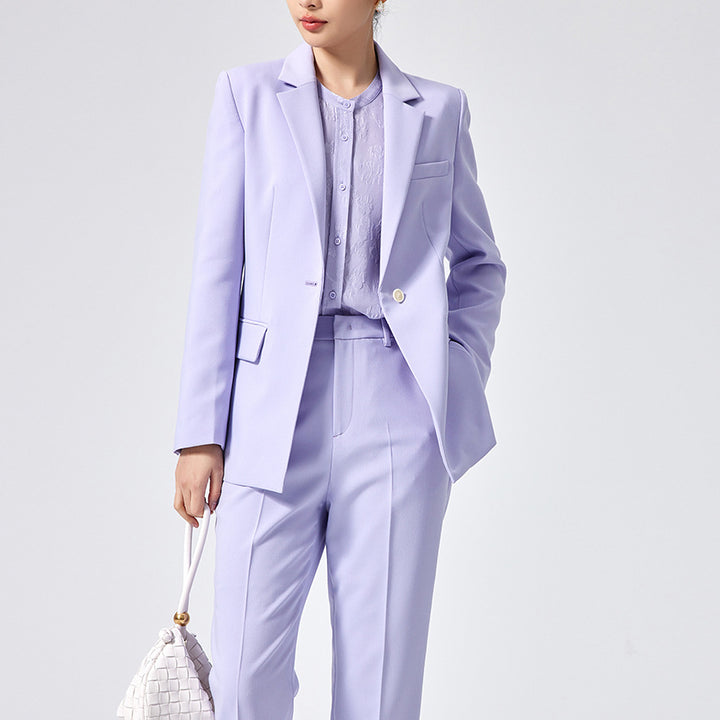Women's Tailored Midi-Length Business Blazer with Notched Collar and Shaping Darts Mune Fashion