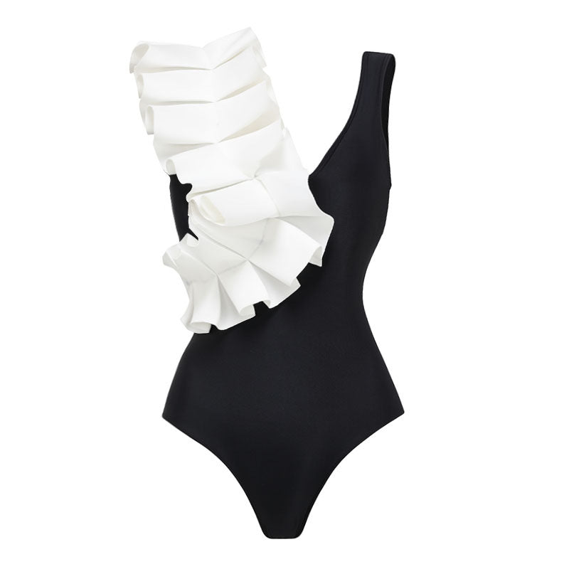 Women's swimsuit set with stylish wrap skirt and elegant ruffle top Mune Fashion