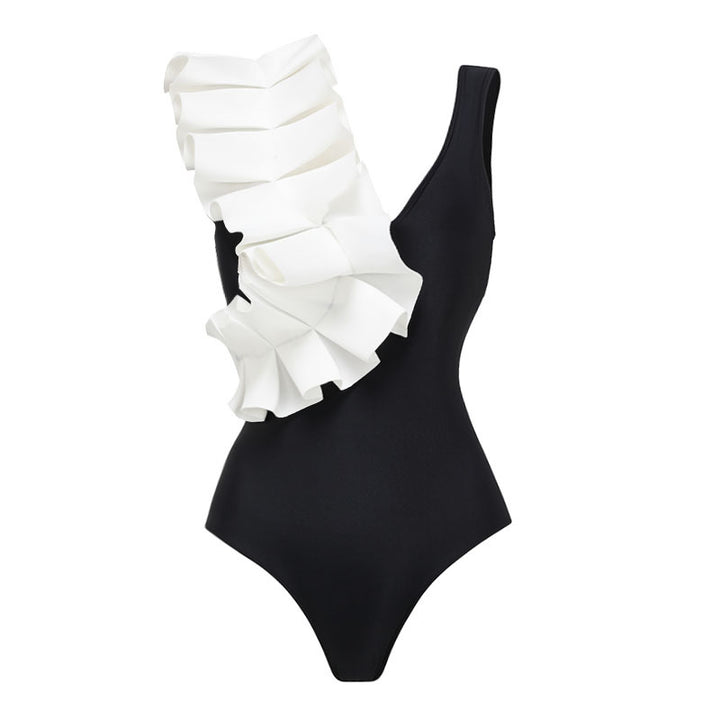 Women's swimsuit set with stylish wrap skirt and elegant ruffle top Mune Fashion