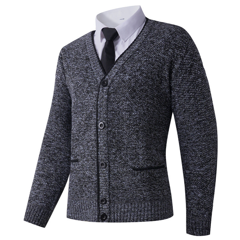 Men's Structured Knit Cardigan with V-Neck, Button Placket and Pockets Mune Fashion