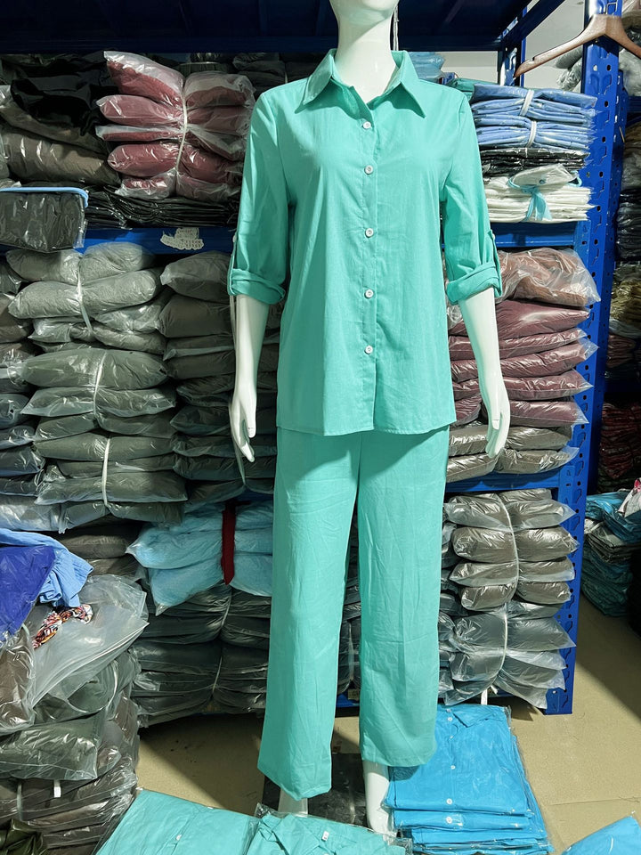 Women's Relaxed Linen Set with Oversized Shirt and Wide Palazzo Pants Mune Fashion