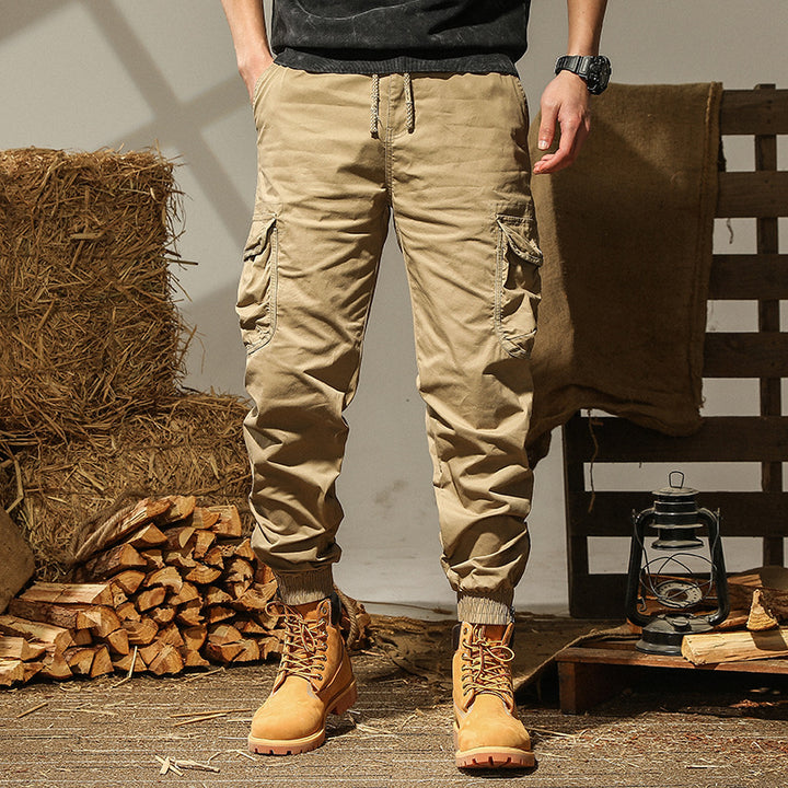 Men's Cargo Jogger Pants with Elastic Hem, Multifunctional Cargo Pockets, and Durable Canvas Mune Fashion