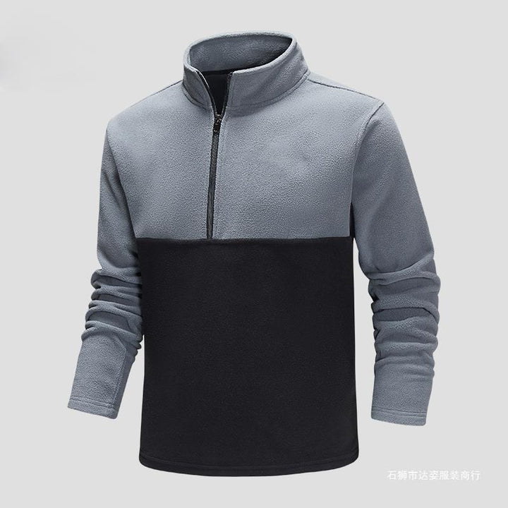 Men's Half-Zip Fleece Pullover with Stand Collar, Colorblock Design & Breathable Microfleece Quality Mune Fashion