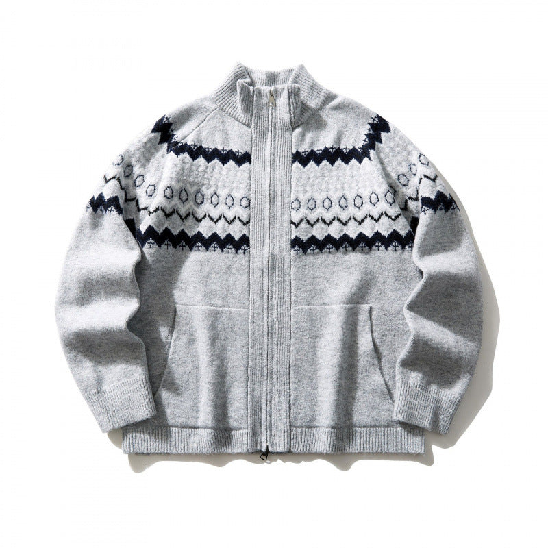 Unisex Norweger cardigan with full zipper, stand-up collar, and side pockets Mune Fashion