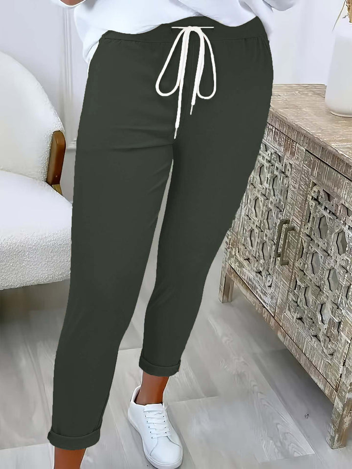 Women's Slim-Fit Jogging Pants with Drawstring and Cuff Mune Fashion