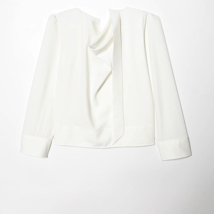 Women's slouch blouse with draped knot front and wide cuffs Mune Fashion