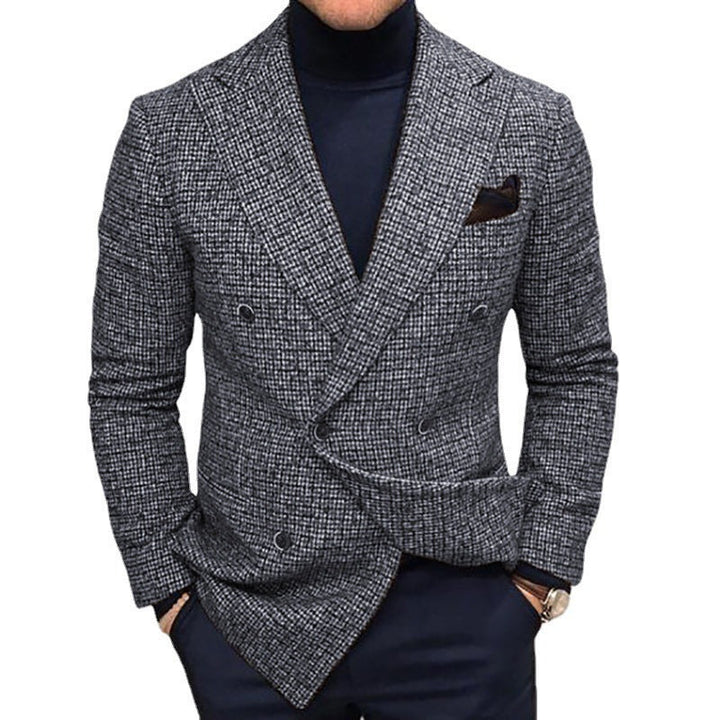 Men's Elegant Checkered Double-Breasted Blazer Mune