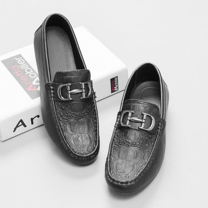 Men's Elegant Moccasins with Metal Accent Mune Fashion