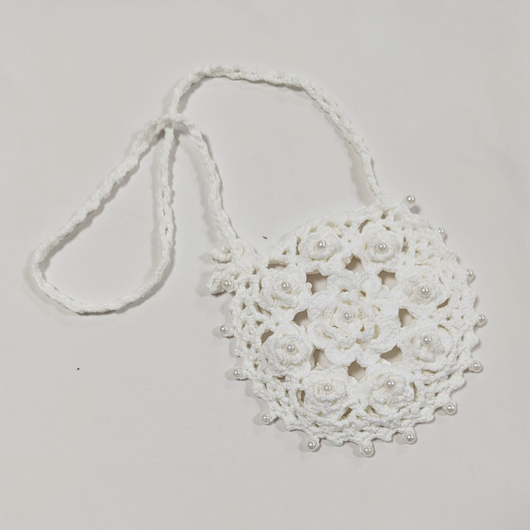 Ladies handcrafted crochet handbag with pearl embellishment Mune Fashion