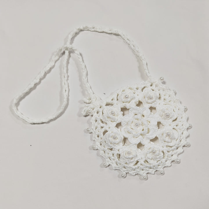 Ladies handcrafted crochet handbag with pearl embellishment Mune Fashion