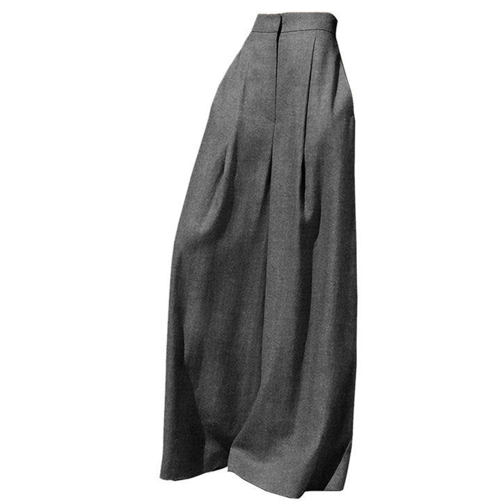 Women's wide high-waisted palazzo pants with pleats and flowing maxi length Mune Fashion