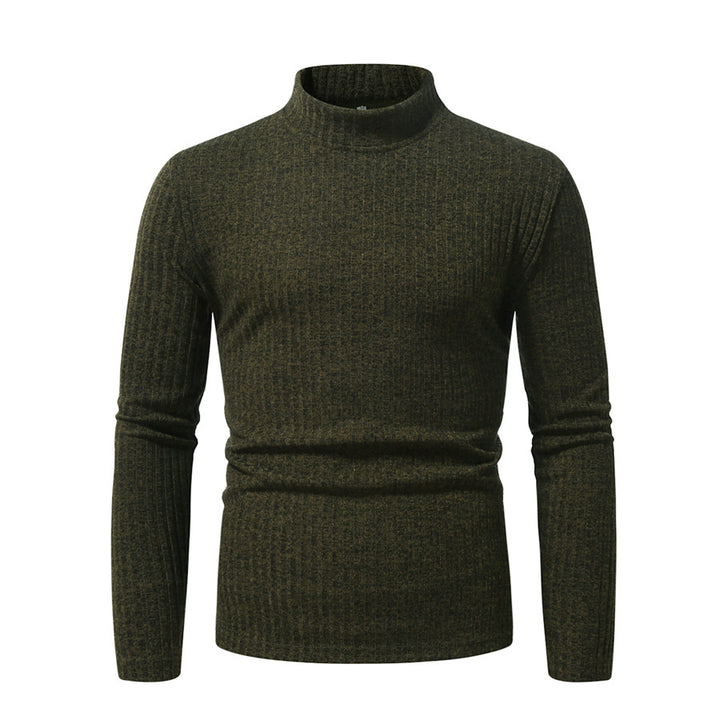 Men's Fitted Mockneck Fine Knit Sweater with Ribbed Structure and Thermoregulating Quality Mune Fashion