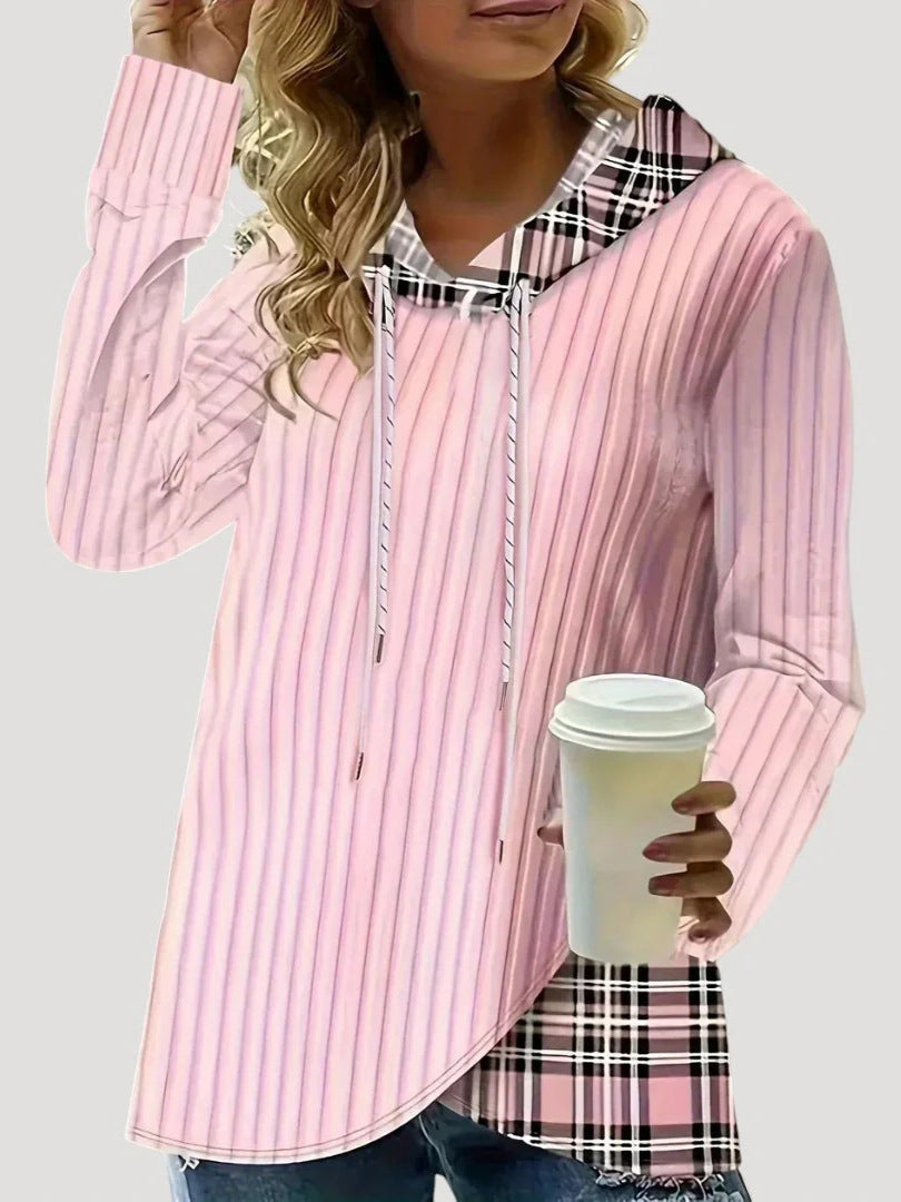 Women's Fashion Long Sleeve Shirt with Check Pattern