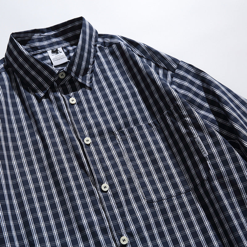 Men's Oversized Check Shirt with Full Button Placket, Chest Pocket, and Rounded Hem Mune Fashion