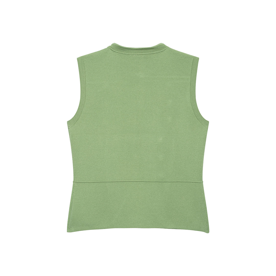 Women's Sleeveless Knitted Vest in Military Style with Decorative Metal Buttons and Patch Pockets Mune Fashion