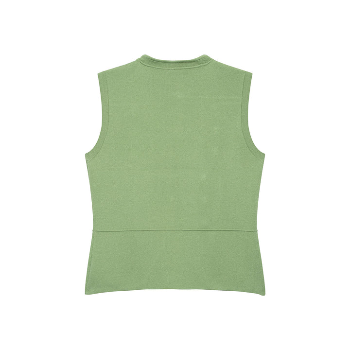 Women's Sleeveless Knitted Vest in Military Style with Decorative Metal Buttons and Patch Pockets Mune Fashion