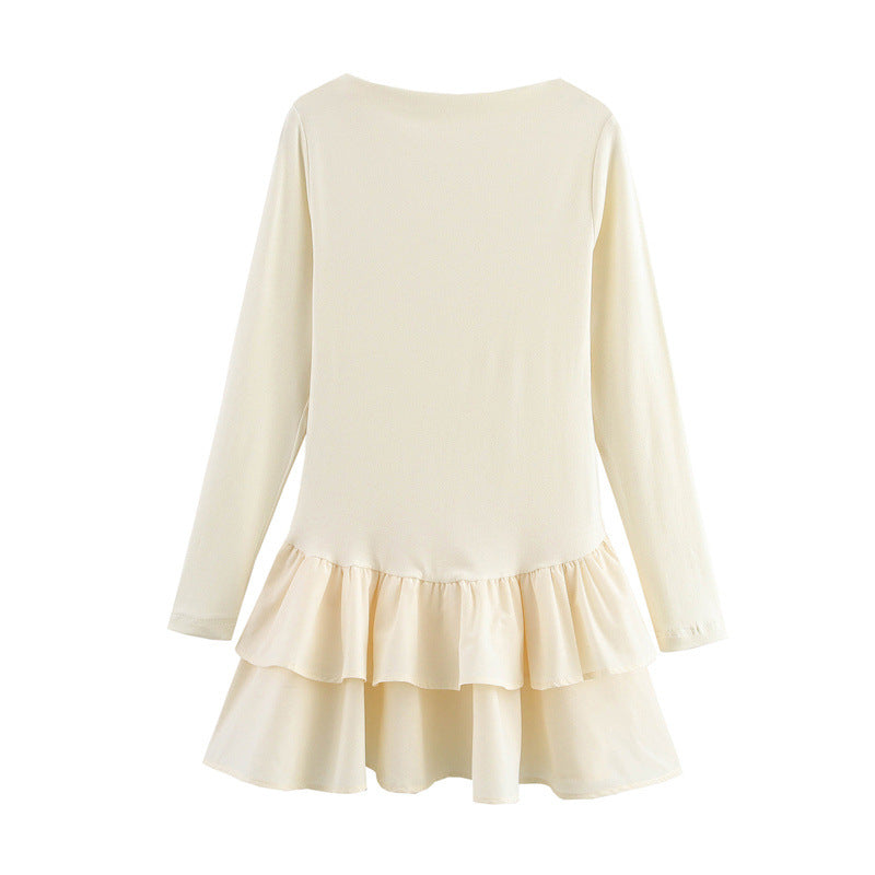 Women's figure-hugging mini dress with tiered ruffles and boat neckline Mune Fashion