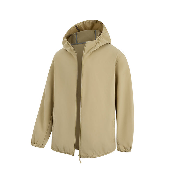 Men's Lightweight Water-Repellent Hooded Jacket with Concealed Zipper and Drawstring Mune Fashion